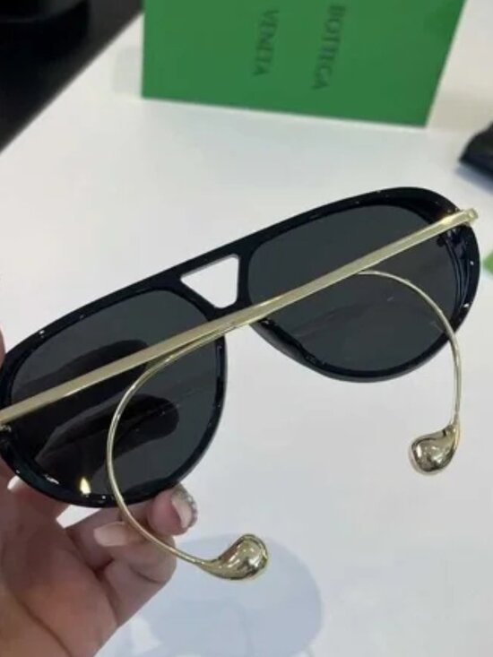 Bottega Veneta Black & Gold Aviator Sunglasses main image 6